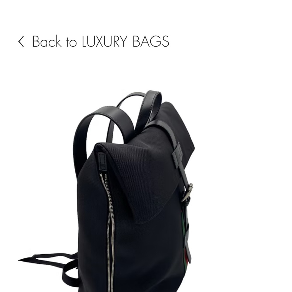 Gucci Black and Green Roll-Top Backpack with Signature Stripe - Picture 2 of 5